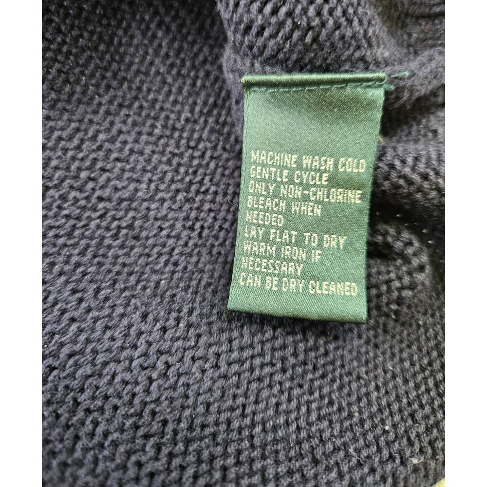 Lauren Ralph Lauren 3/4 Sleeve Navy Turtleneck Knit Sweater Women's Size Large - Picture 11 of 15